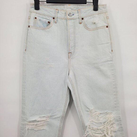 GRLFRND Denim High Rise Distressed Straight Leg Jeans Button Fly 27 Womens NWOT - Picture 3 of 14